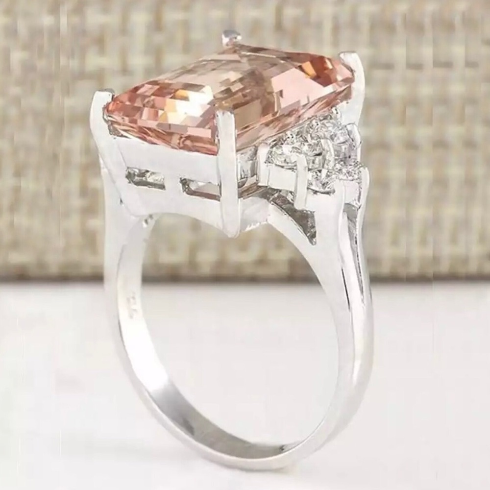 ✨7.00CT Morganite Quartz Engagement Ring✨ - Picture 2 of 4